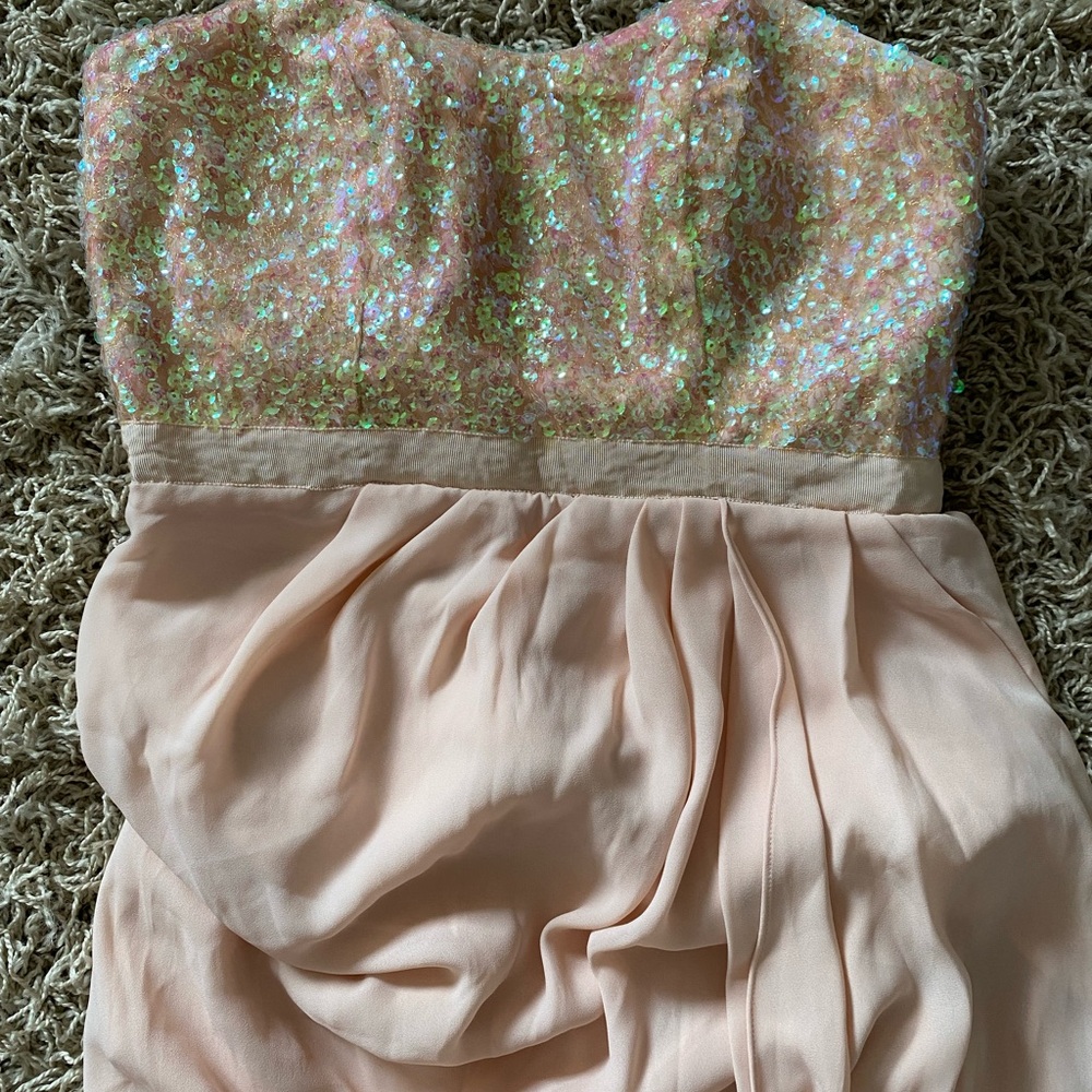 Belle by Badgley Mischka Sequin and Chiffon Formal Dress - Blush Pink
